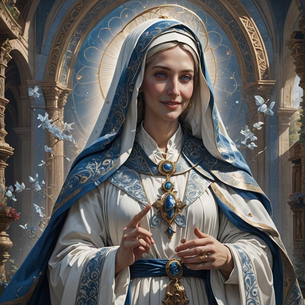 Virgin Mary in Surrealist Matte Painting Style