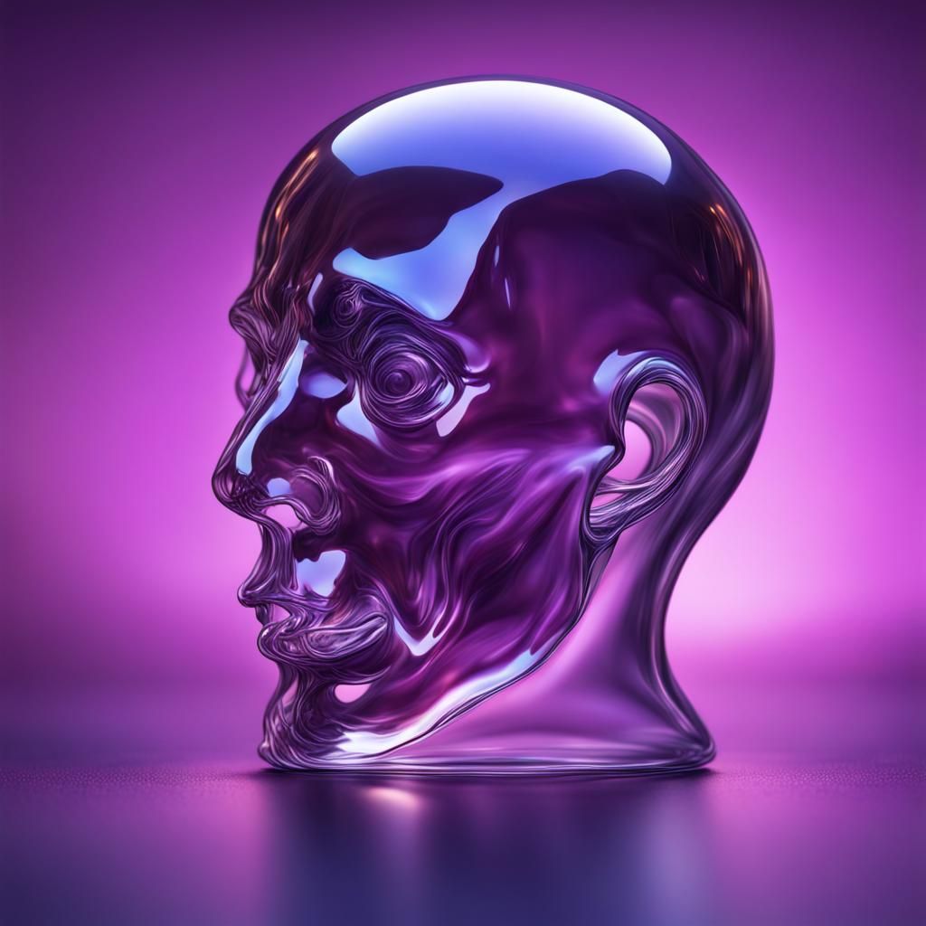 Glass Ghost with Purple Glow: Hyperrealistic Concept Art