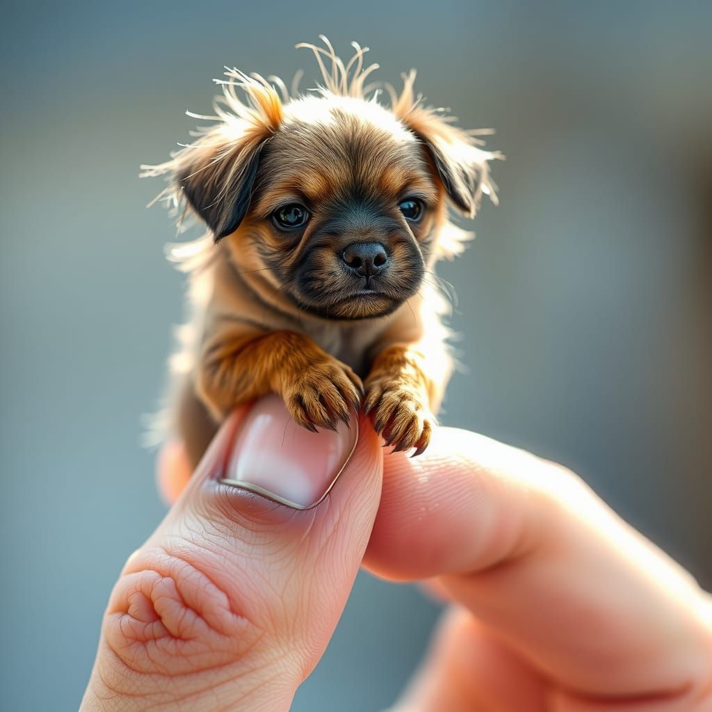 Tiny Shar Pei Puppy on Finger: Ultra-Realistic 8K Photo