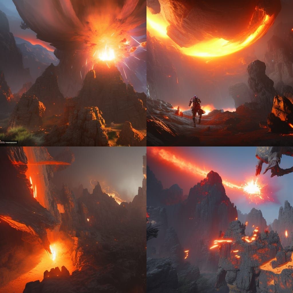 Robot Character Running from Explosion: Detailed Matte Paint...