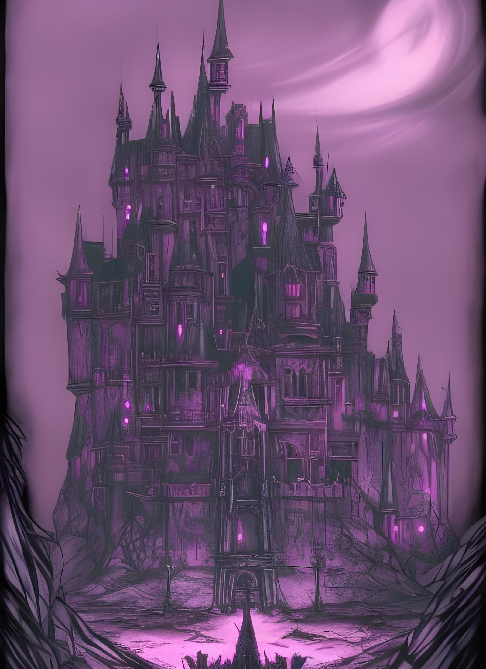 Dark Fantasy Castle of Nightmares: Eerie Concept Art