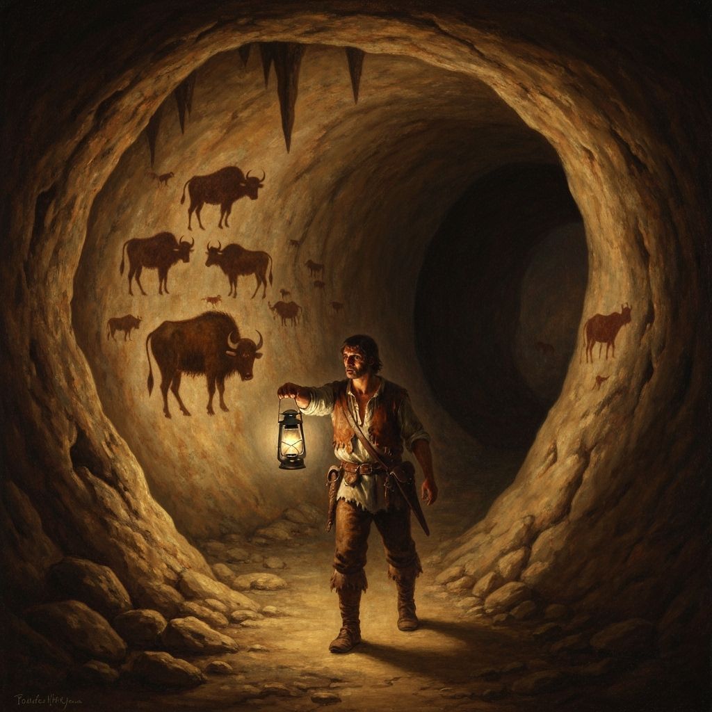 Baroque Gothic Cave Exploration with Buffalo Paintings