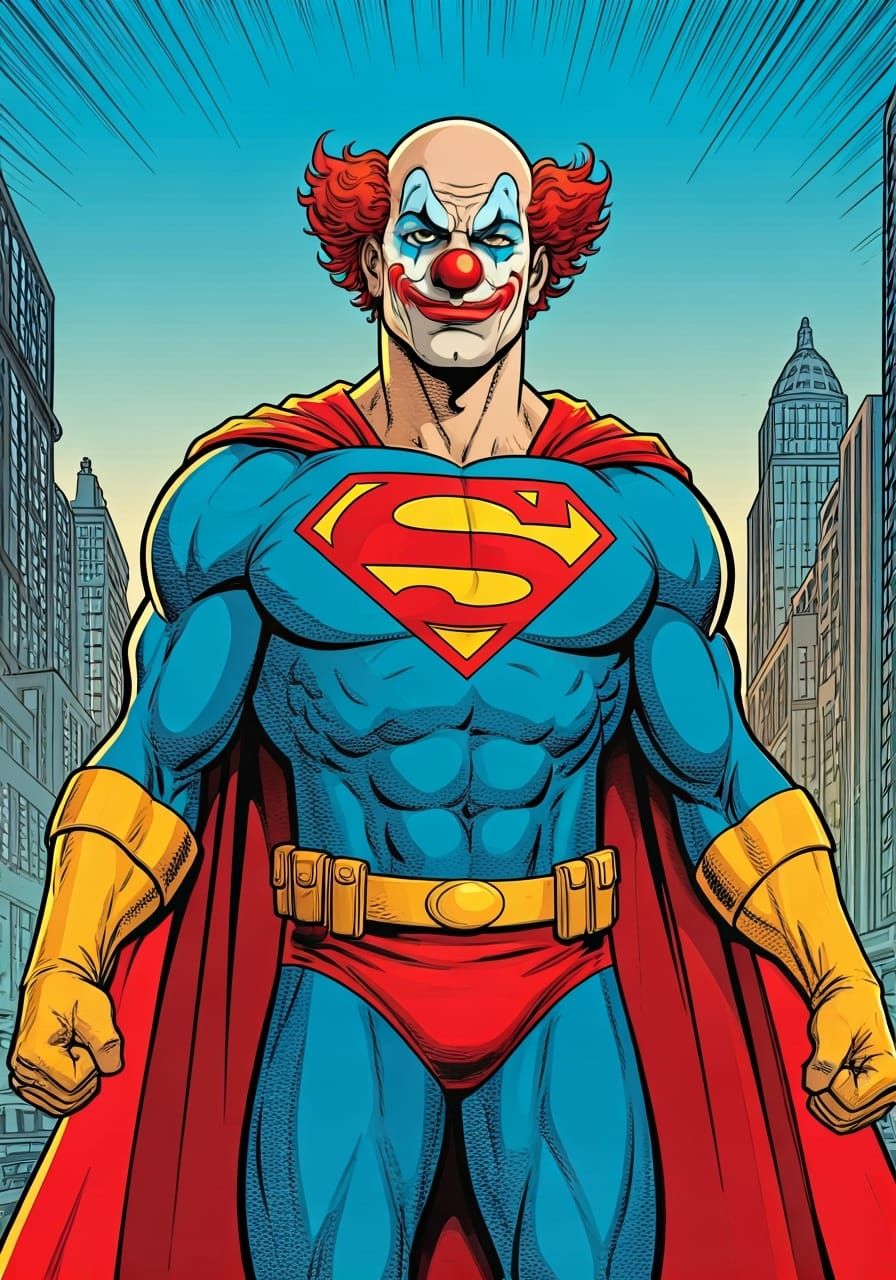 Super Clown in Pop Art Comic Book Style