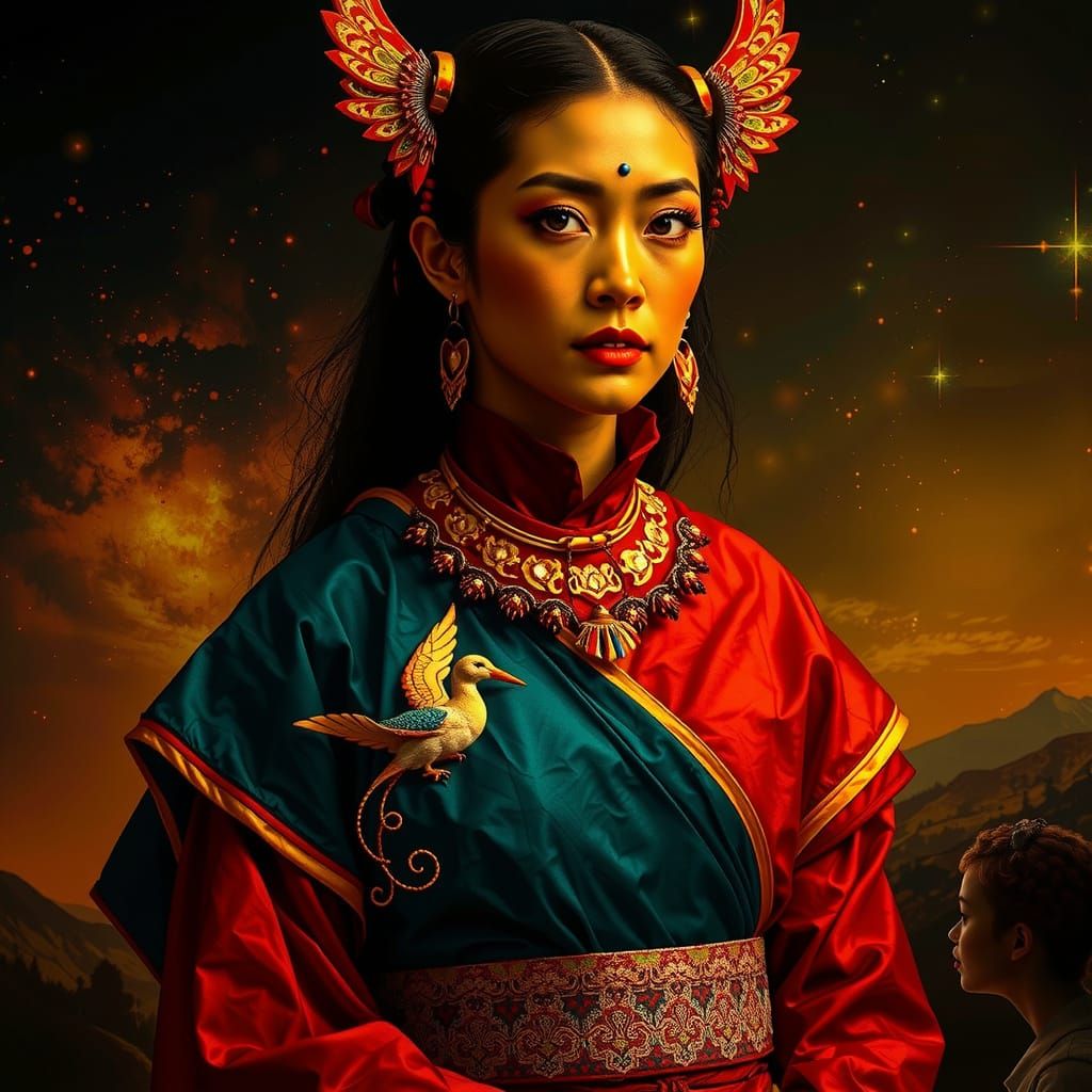 Man in Dystopian City, Retrofuturism Style