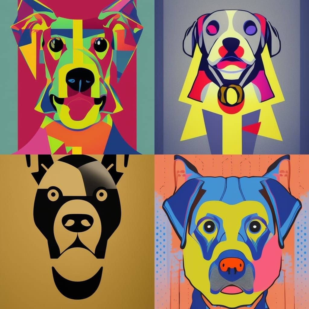 Funny Dog in Geometric Pop Art Style