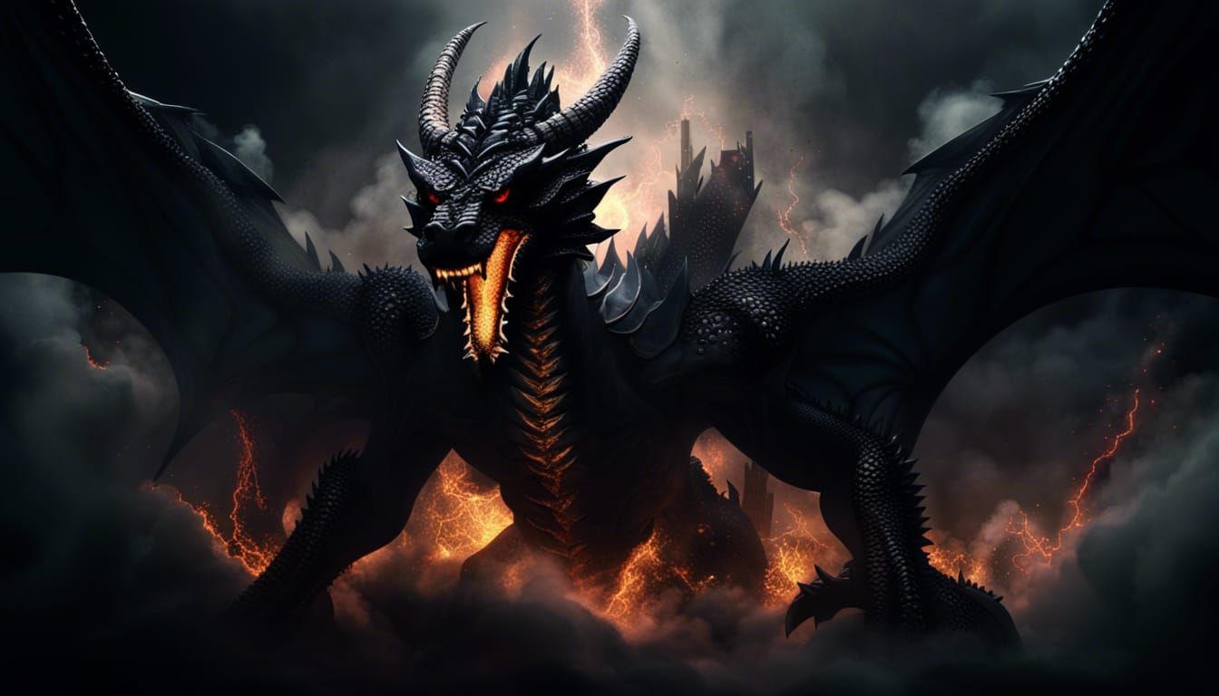 Black Void Dragon God Rising: Cell Shaded 3D Art