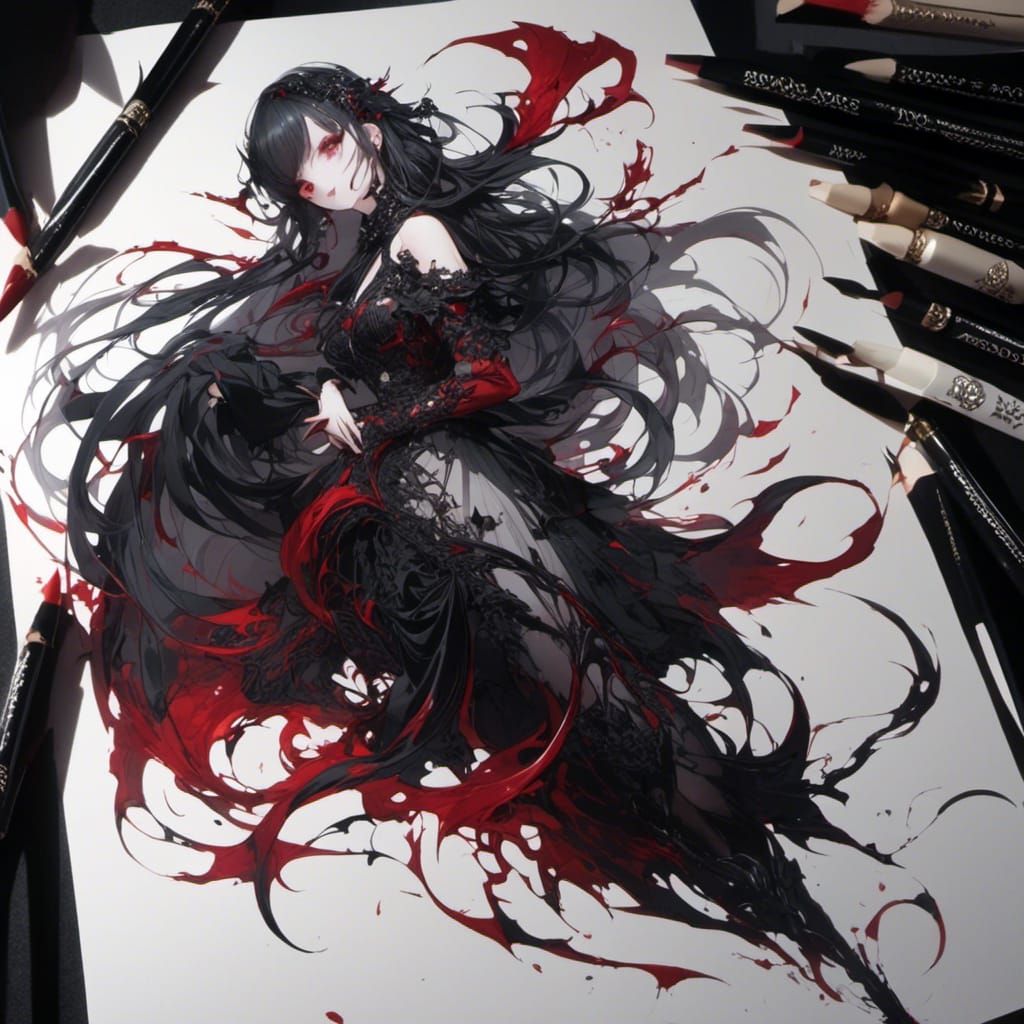 Anime Vampire Drawing in a Simple Style