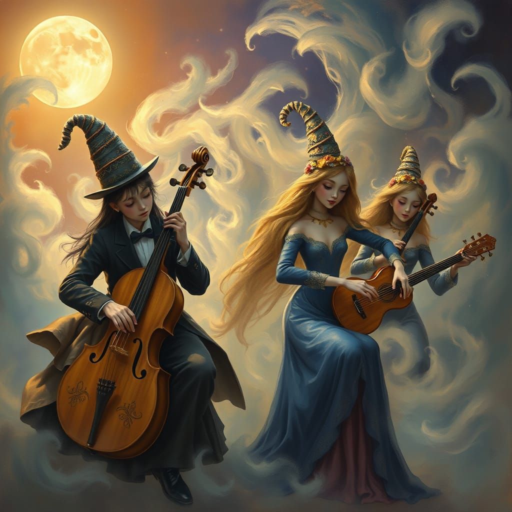 Dreamy Moonlit Orchestra in Whimsical Fantasy Style