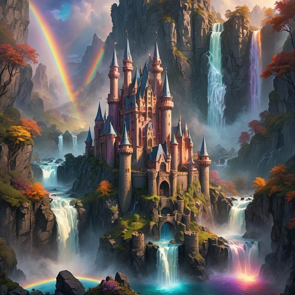 Ethereal Castle Concept Art with Glowing Towers