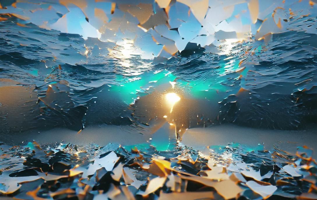 Surreal Ocean Reflection in Broken Mirror