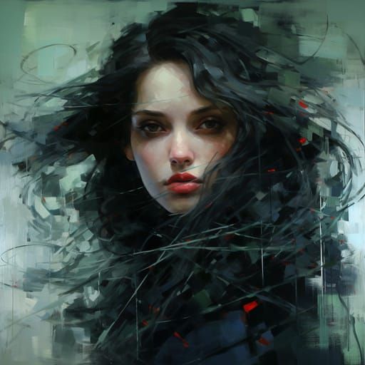 Gothic Art Nouveau Portrait of a Beautiful Girl