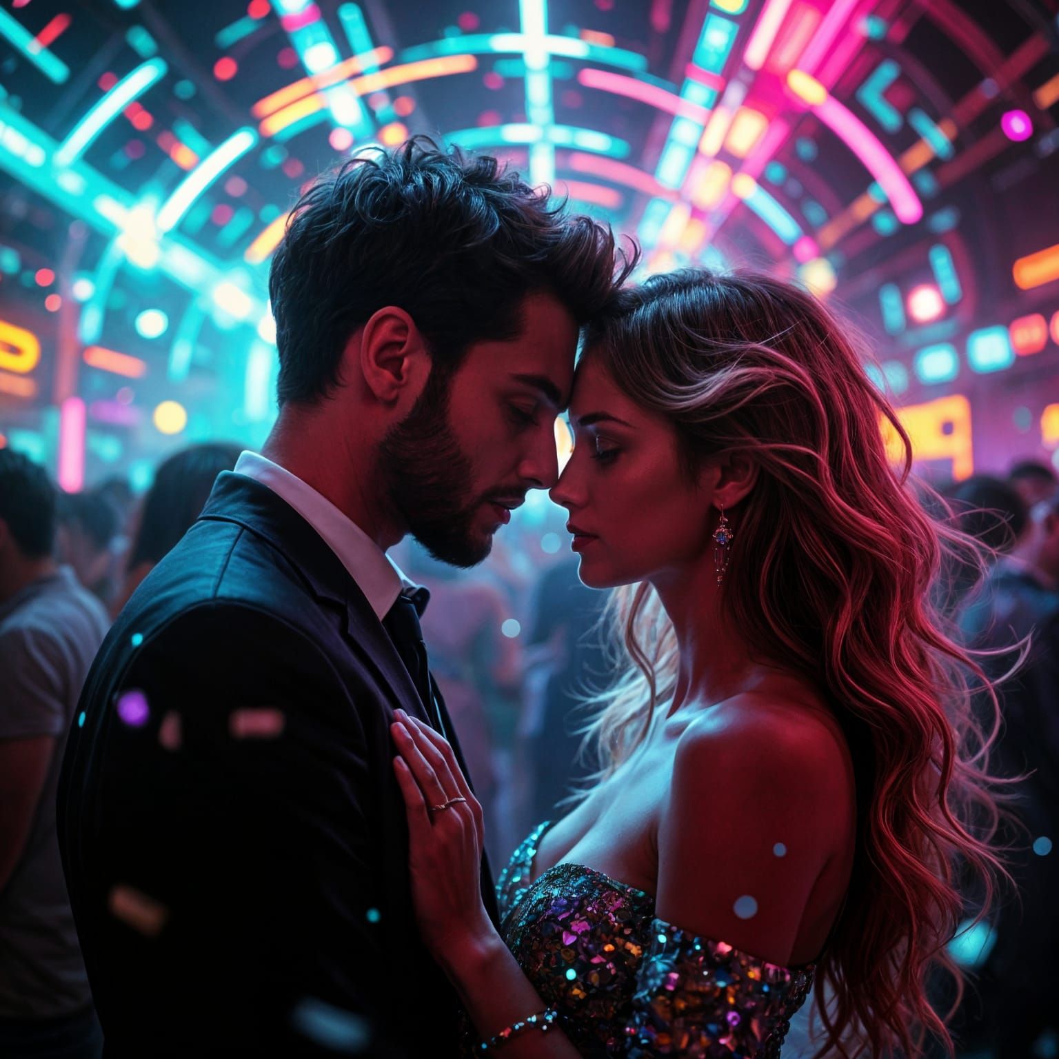 Stunning Couple Lost in Discotheque Magic