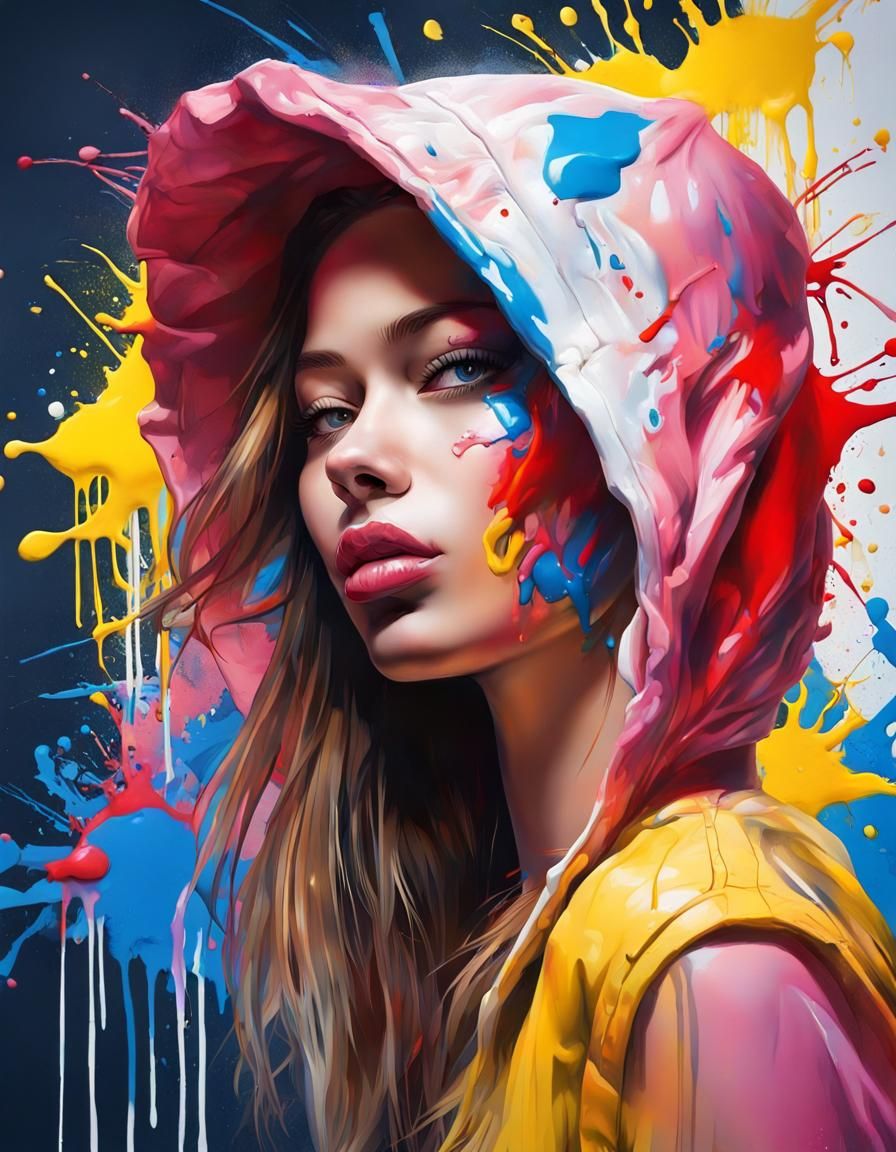 Stunningly Beautiful Model in Graffiti Splash Art