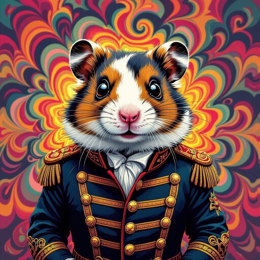 Sgt. Pepper Hamster in Psychedelic Military Jacket