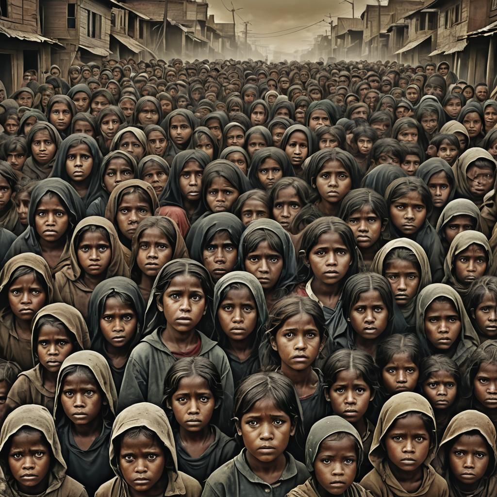 Frightened Children: A Matte Painting of Fear and Loss