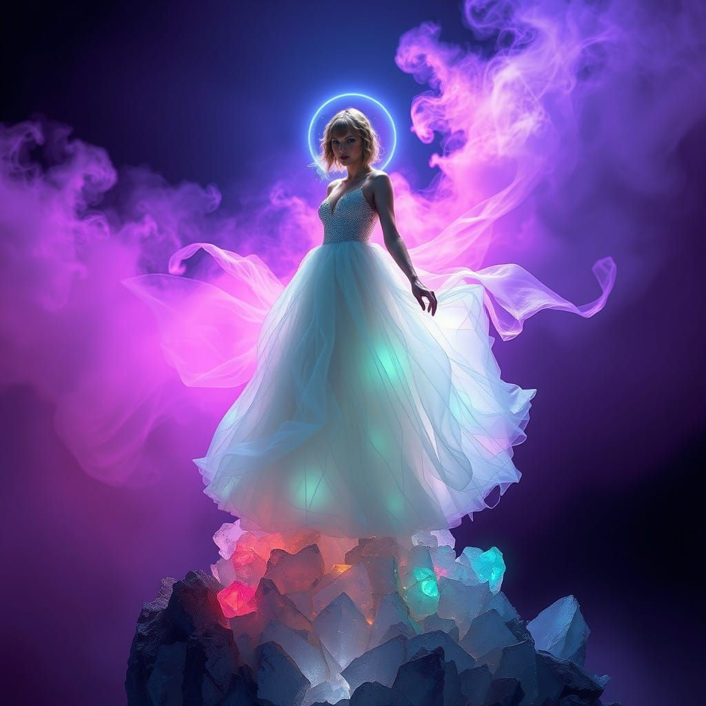 Ethereal Taylor Swift in Iridescent Gown