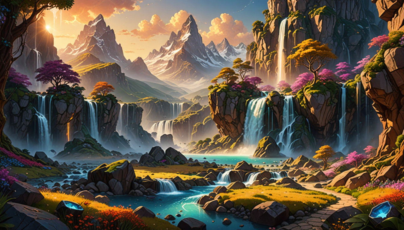 Surreal Gemstone World Unveiled in Golden Light