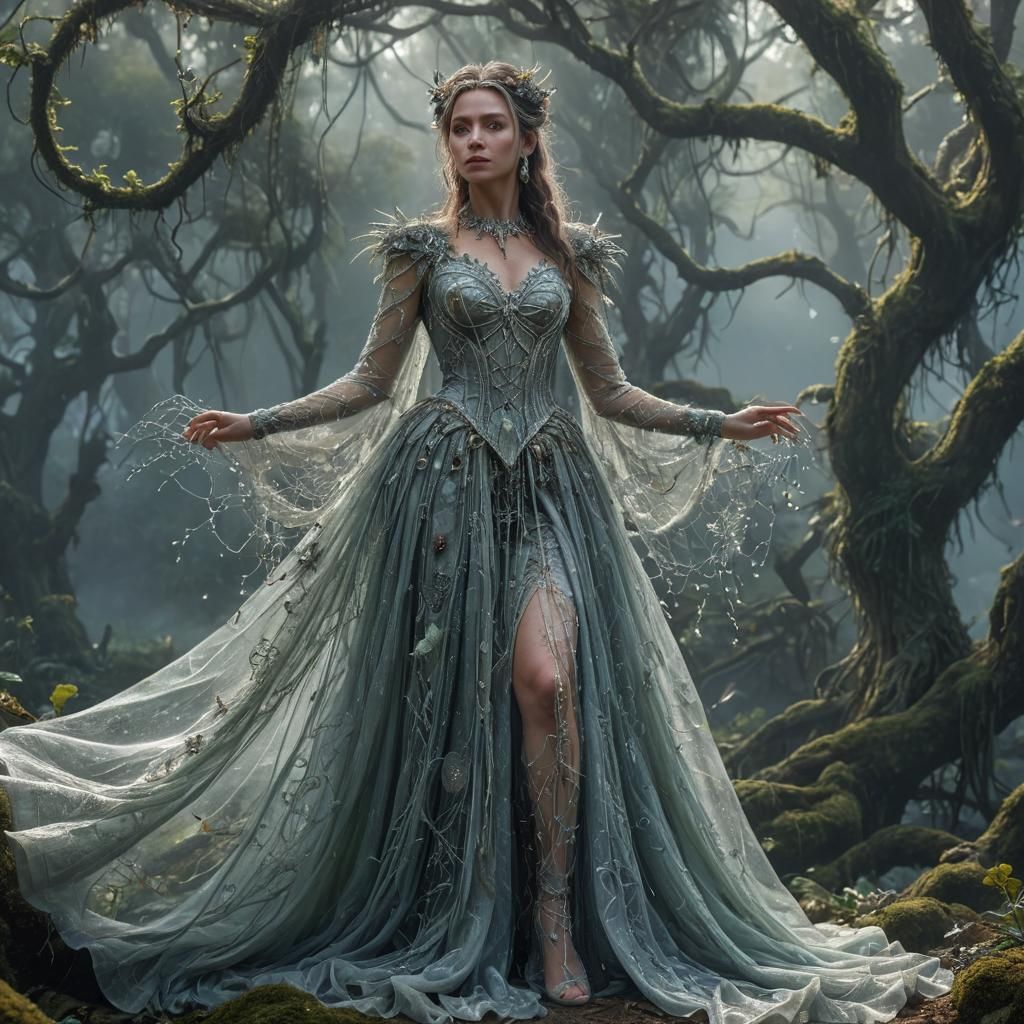 Gaia: Ethereal Goddess in Spun Silk Gown