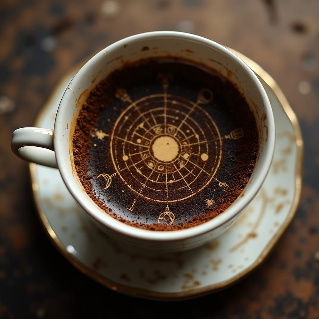 Mystical Coffee Cup with Cosmic Birth Chart