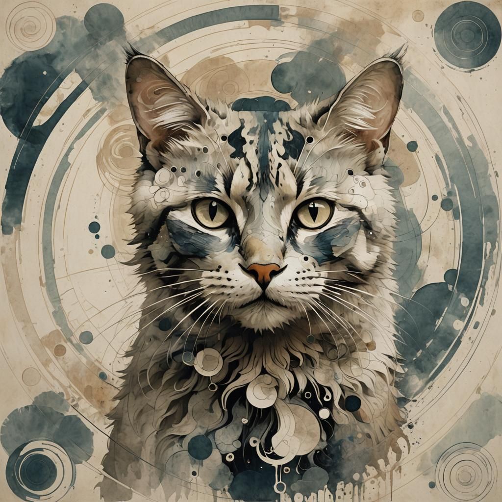 Vapor Cat in Icon Art Style