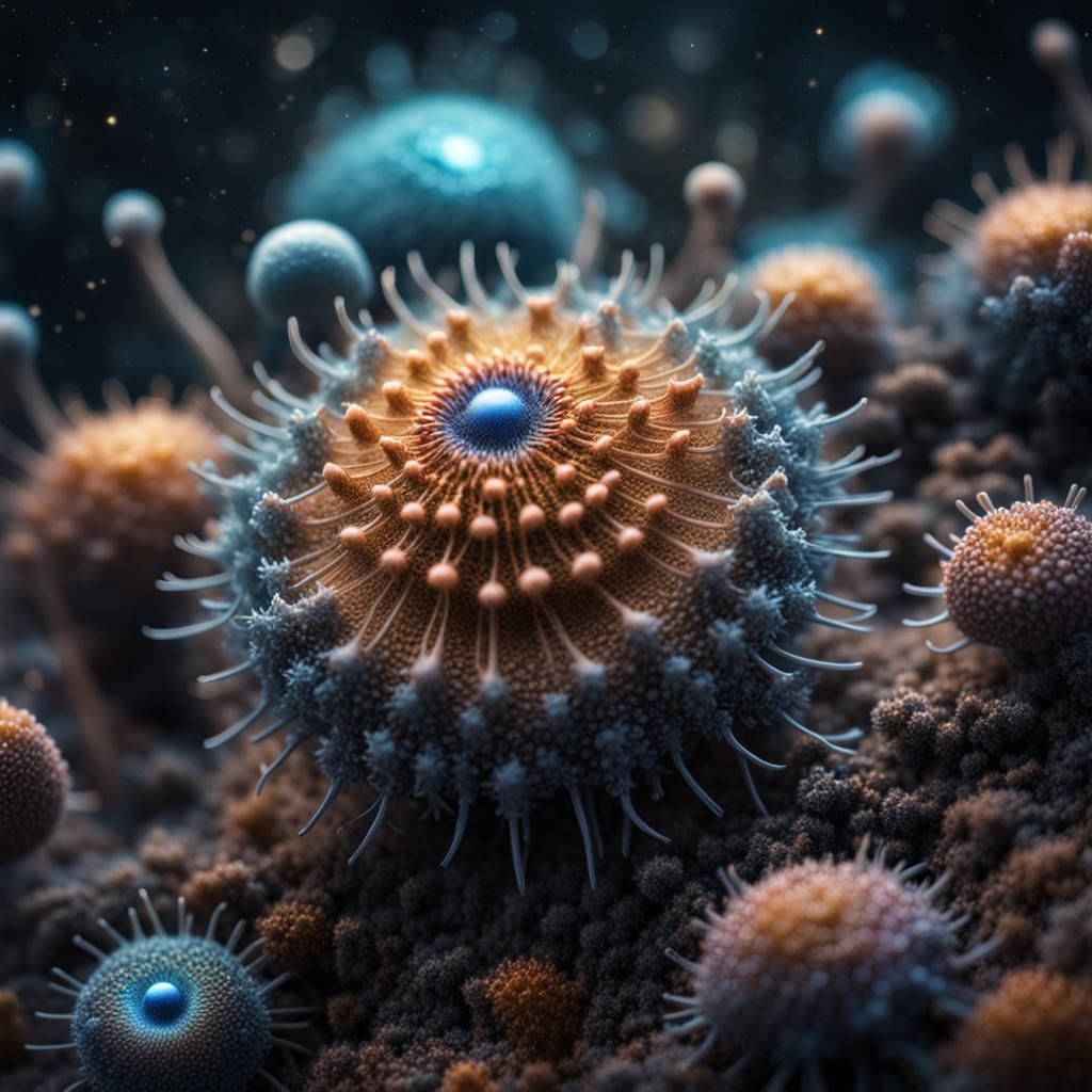 Hyperrealistic Fantasy Galaxy Spores in HDR