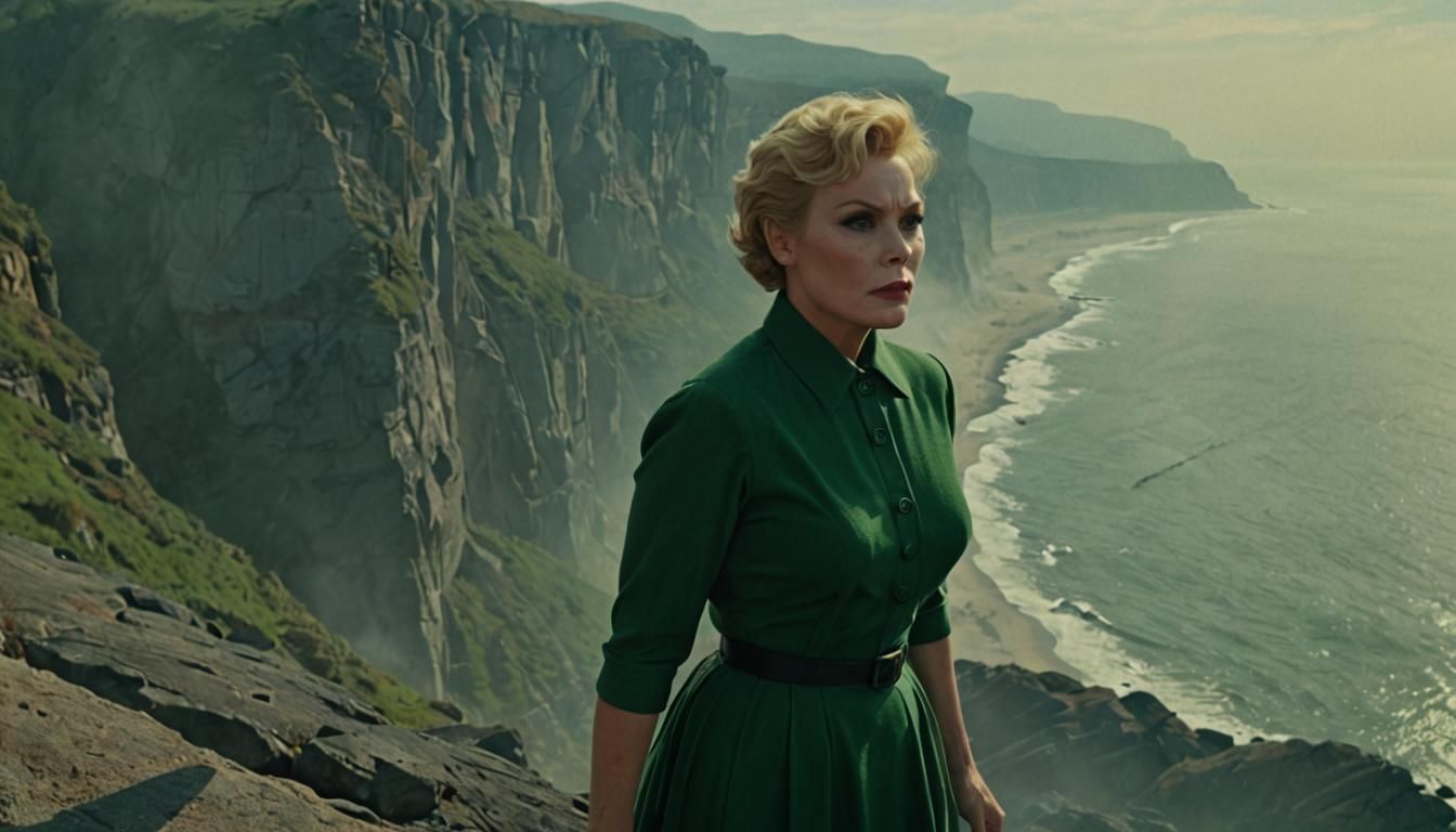 Kim Novak Inspired Femme Fatale Film Noir Scene