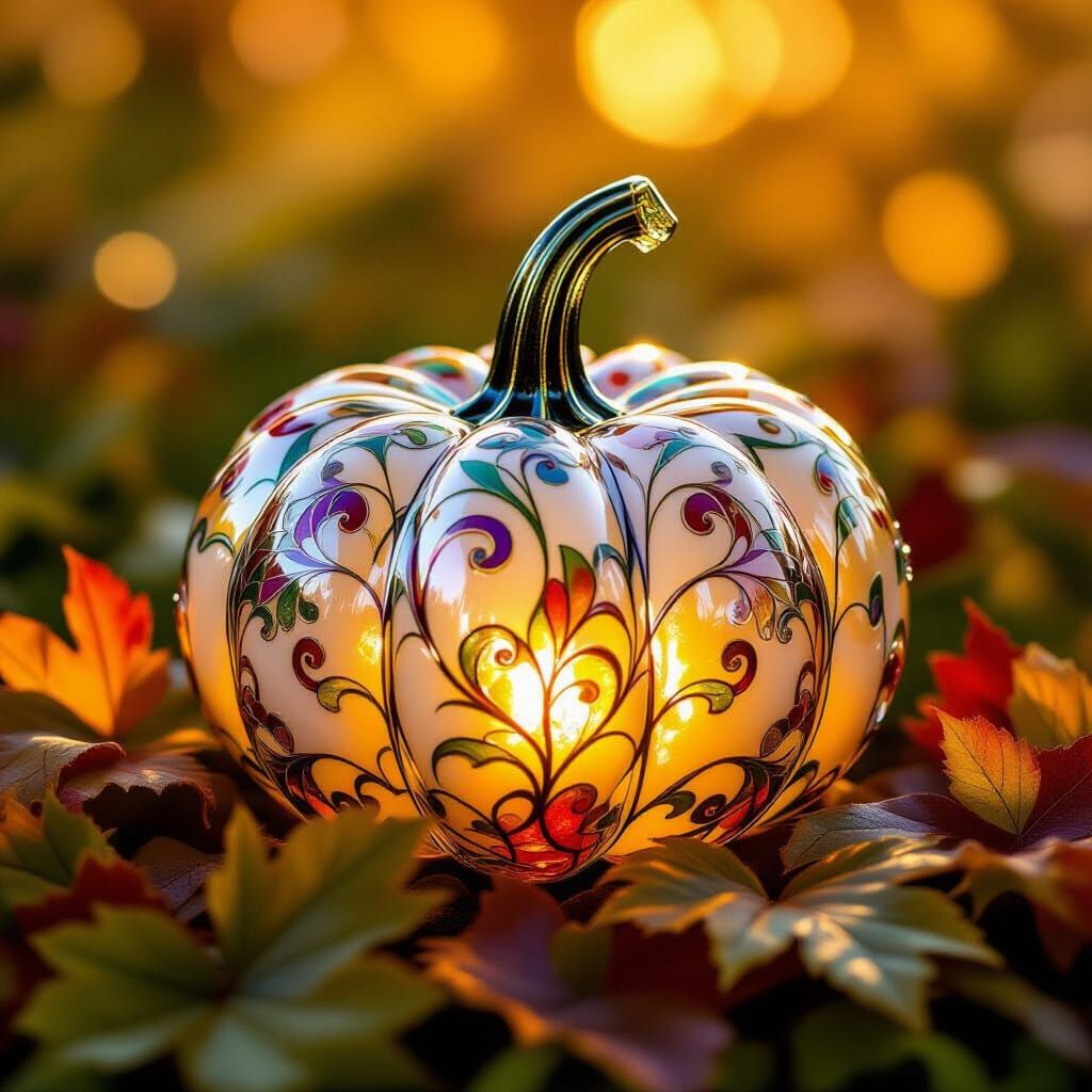 autumnal pumpkin marble glass