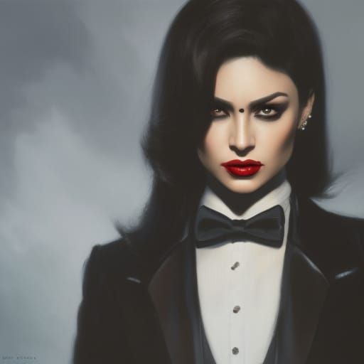 Steampunk Femme Fatale in Film Noir Style