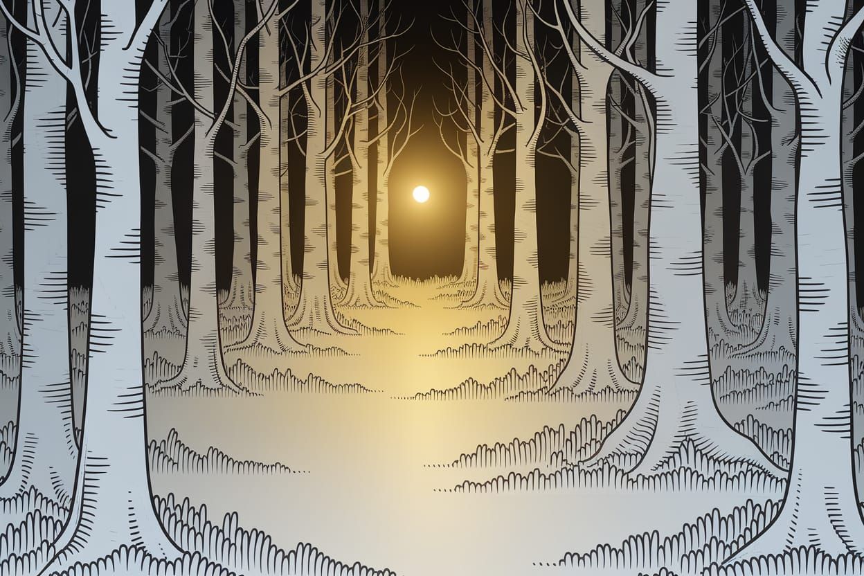 Foggy Negative Space Forest