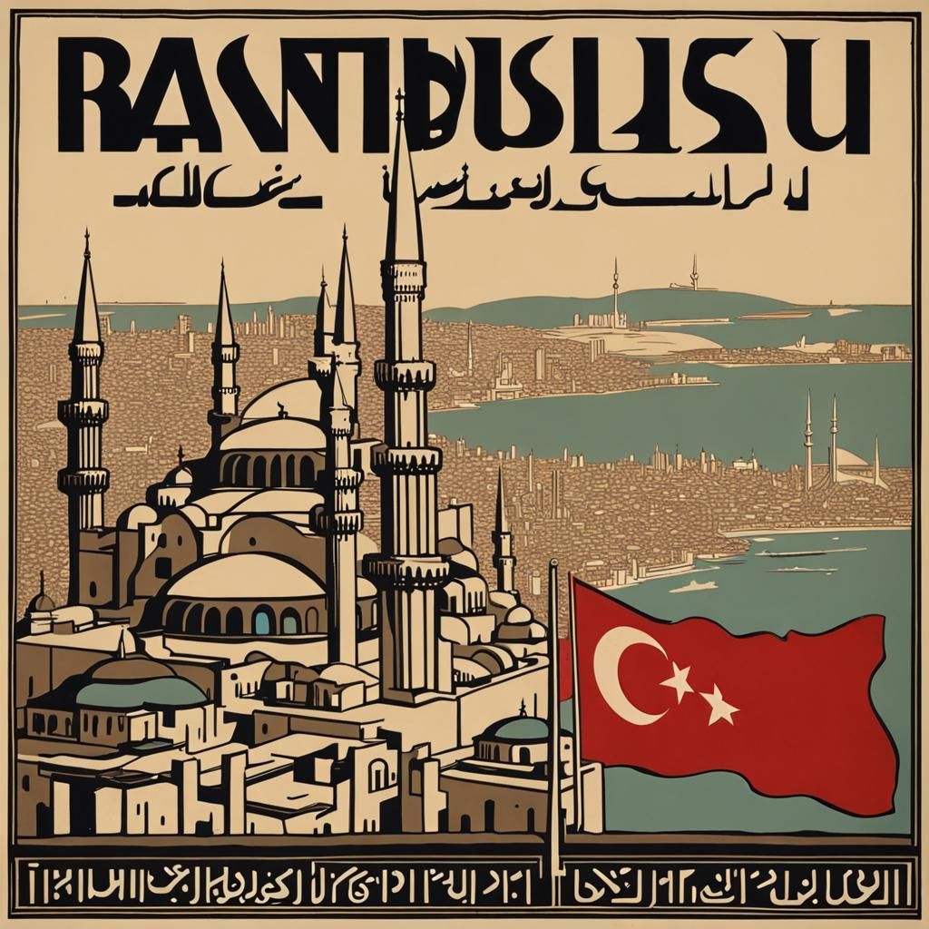 1920s Turkish Brutalist Propaganda Poster of Istanbul