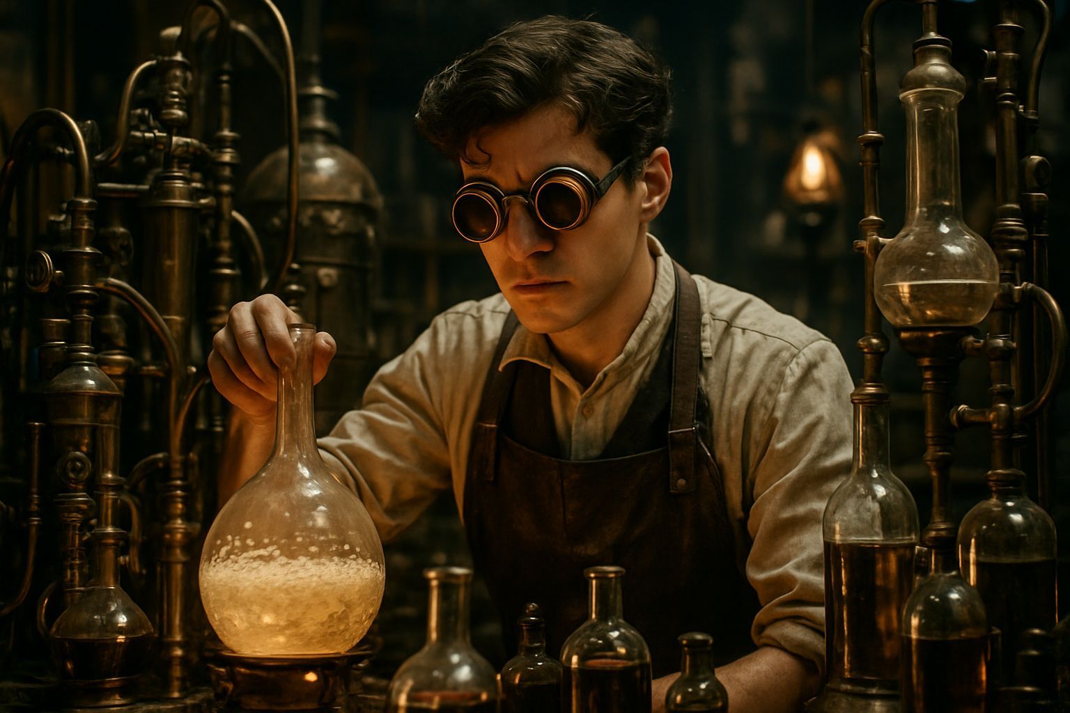 Steampunk Scientist in Victorian Lab