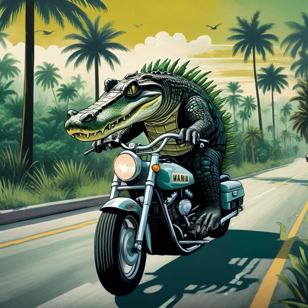 Alligator on Harley Leads Police Chase