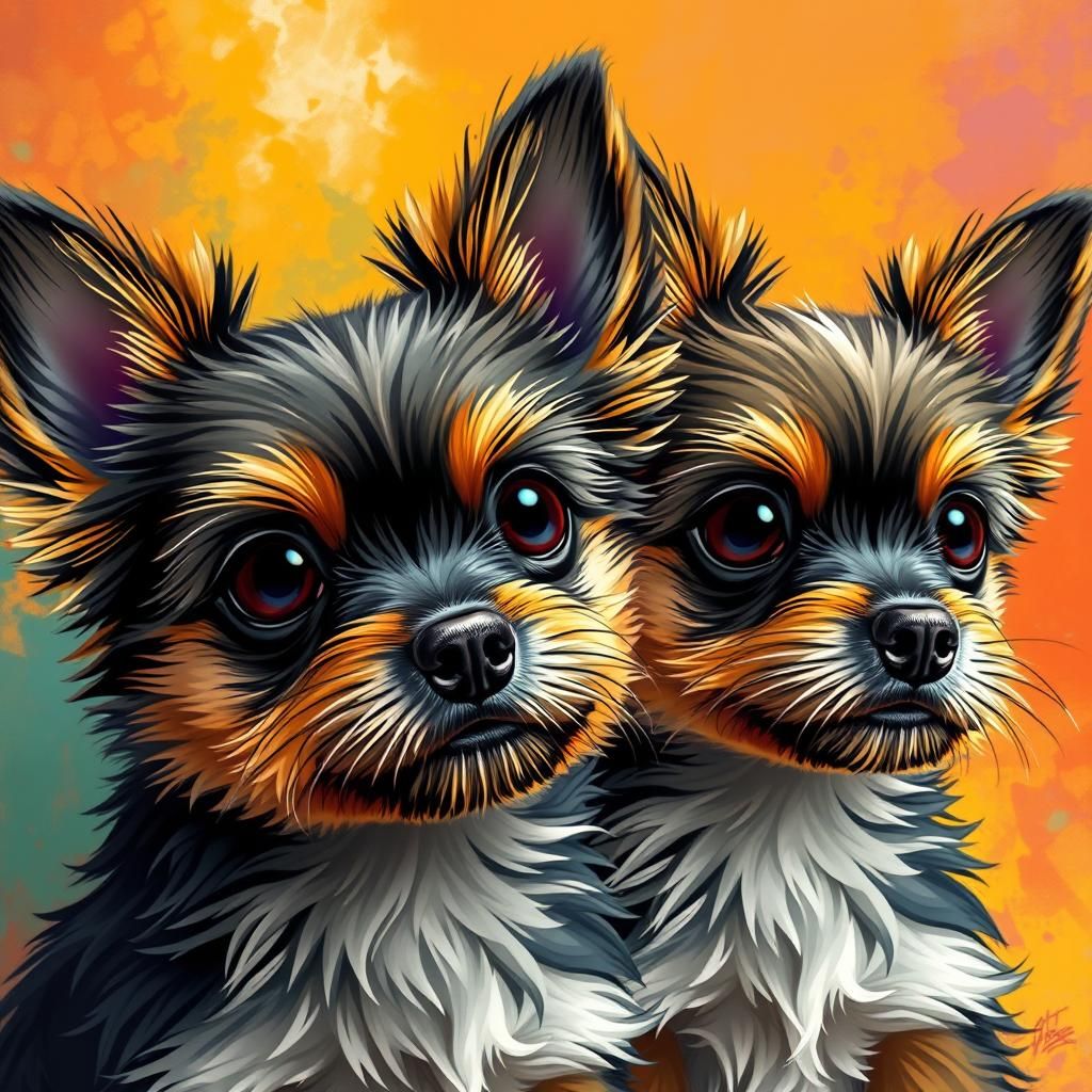 Expressive Dogs in Hyperrealistic Whimsical Style