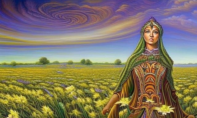 Detailed Portrait of a Woman in Field