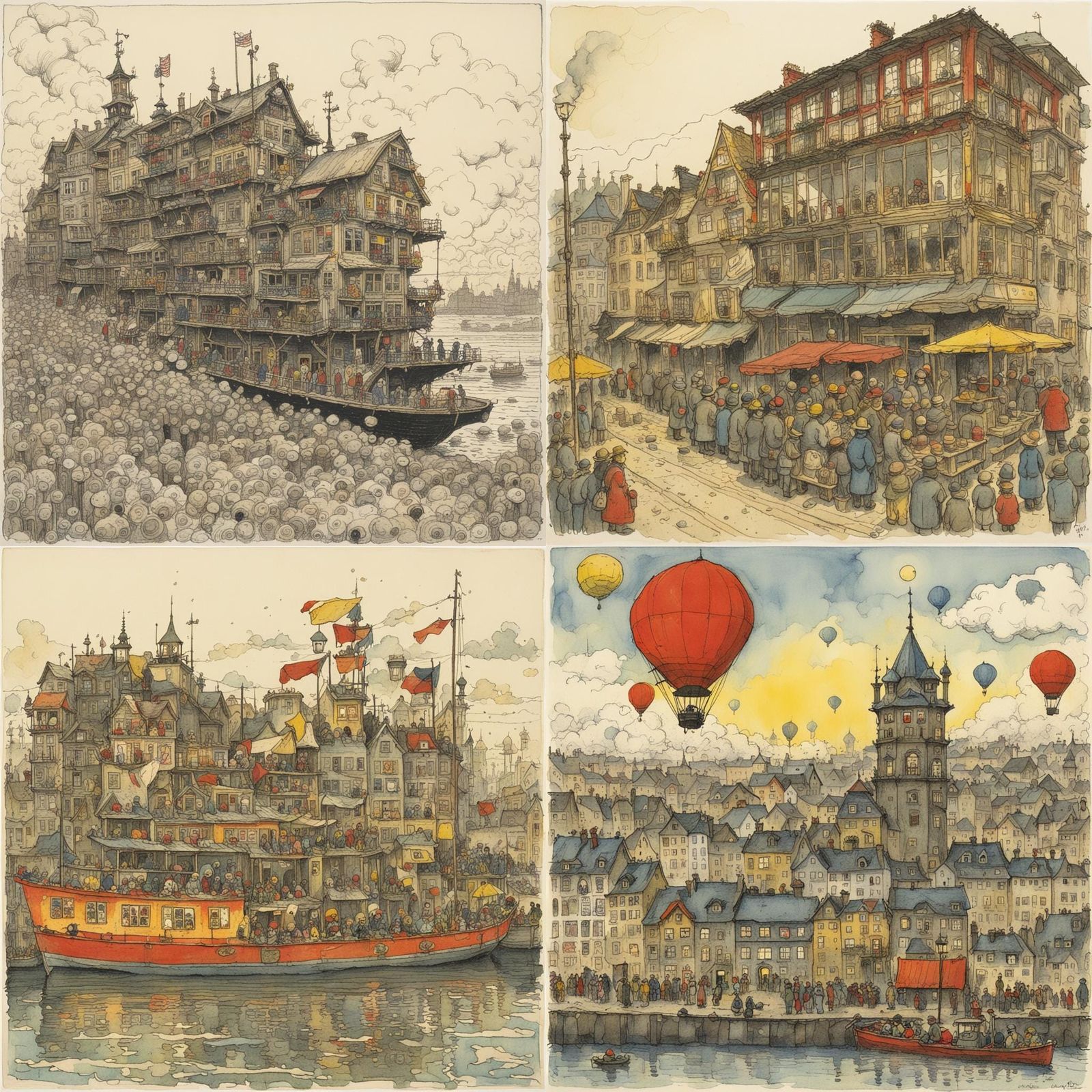 Expressive Watercolor Painting with Detailed Linework