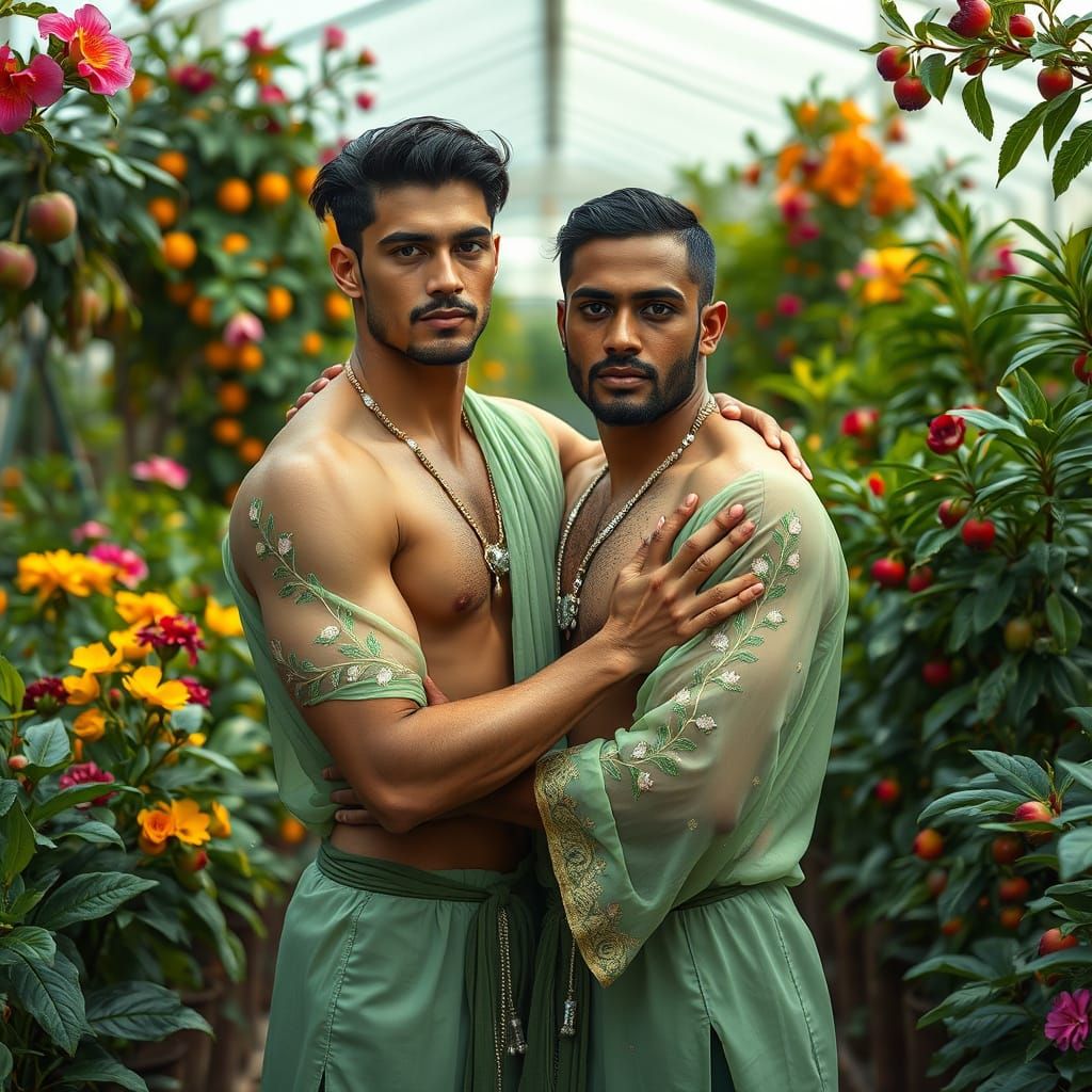 Romantic Embrace in a Lush Nursery, Dreamy Style