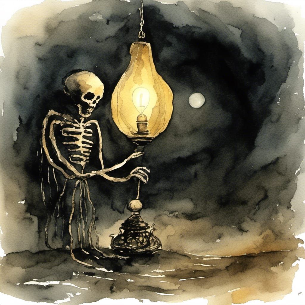 Ornate Lamp in Surrealist Style with Soft Glow