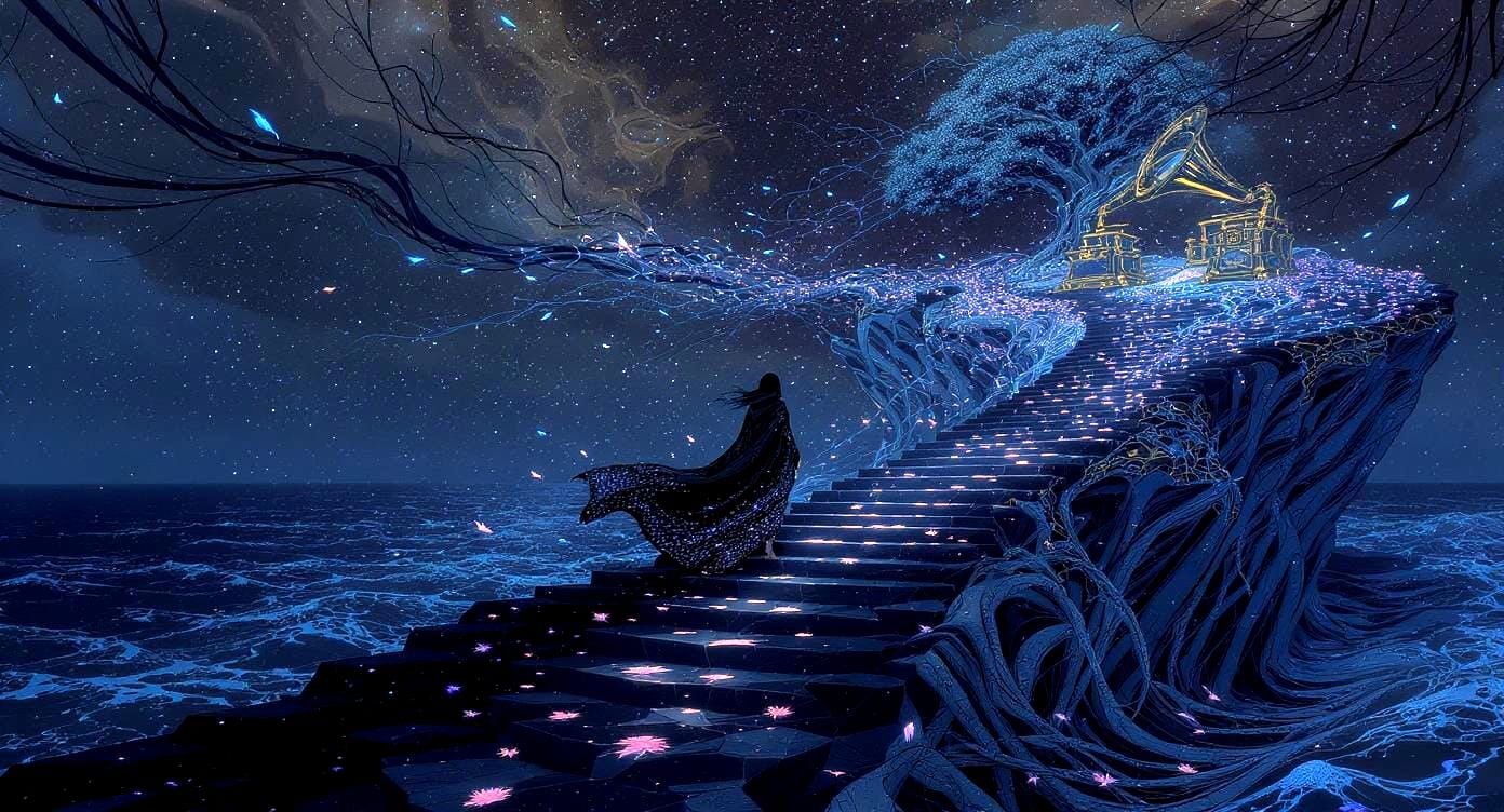 Ocean Staircase Descends Into Moonlight