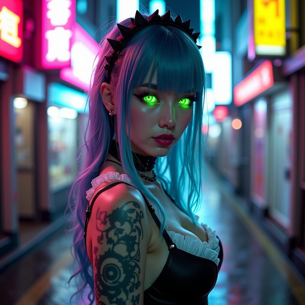 Goth cyberpunk woman