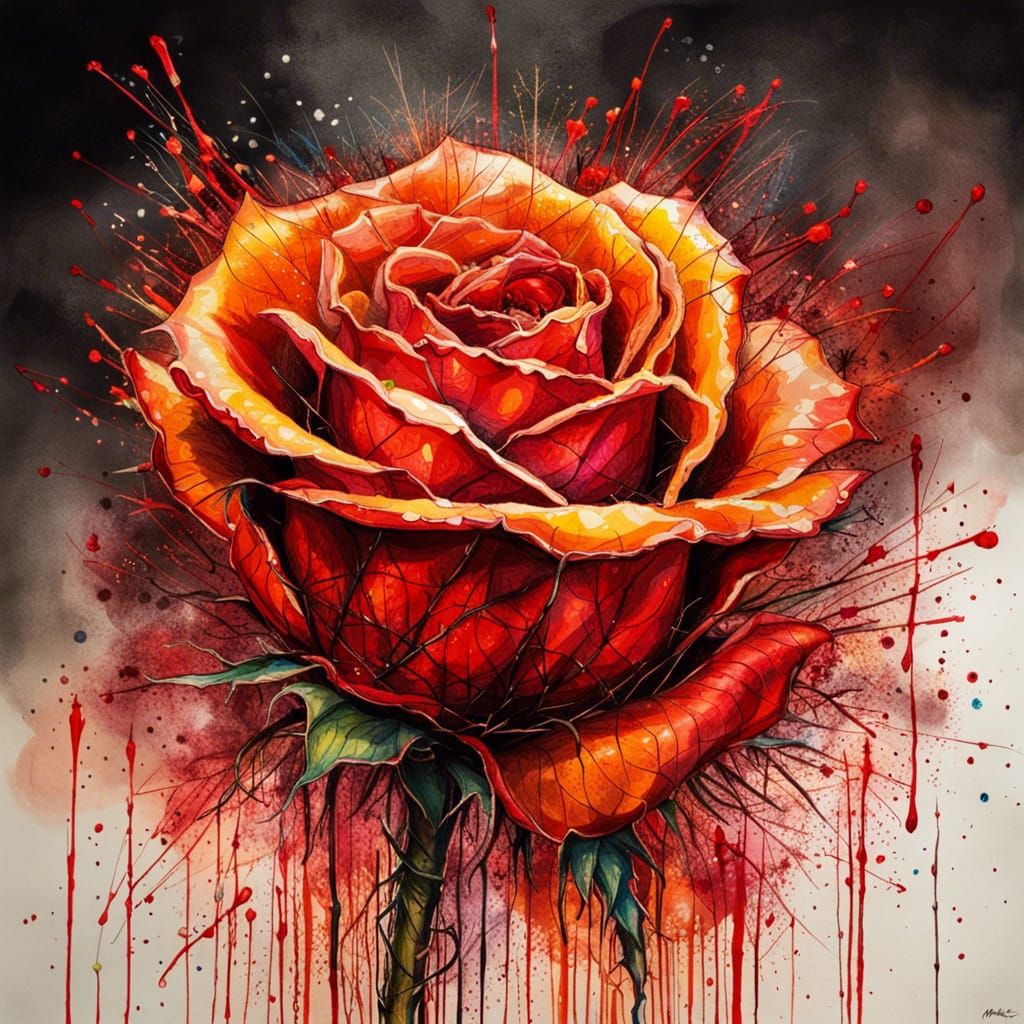 Fiery Rose Born in a Nocturnal Firestorm