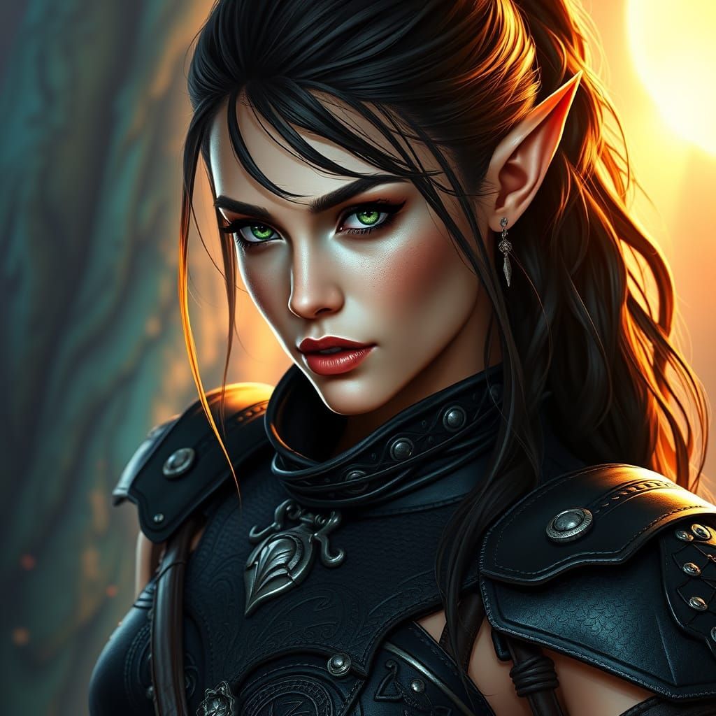 Hyperrealistic Dark Elf Warrior Goddess