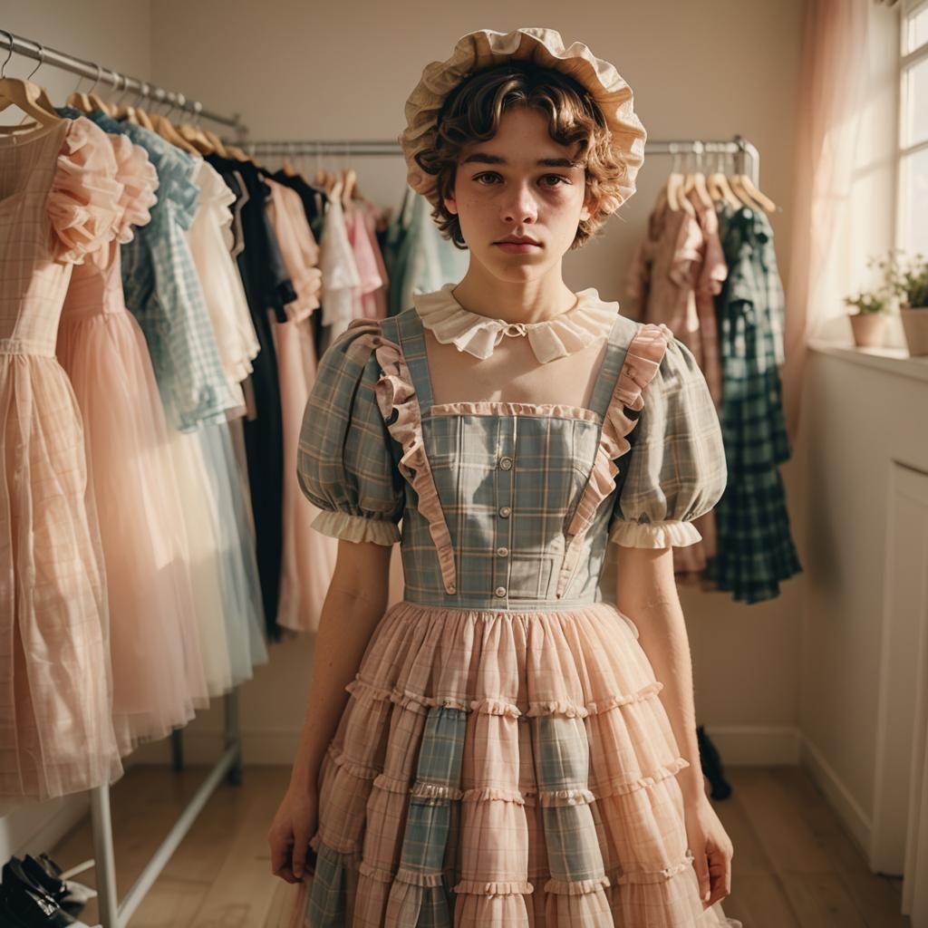 Boy with Tulle Dress in Dreamy Cinematic Style