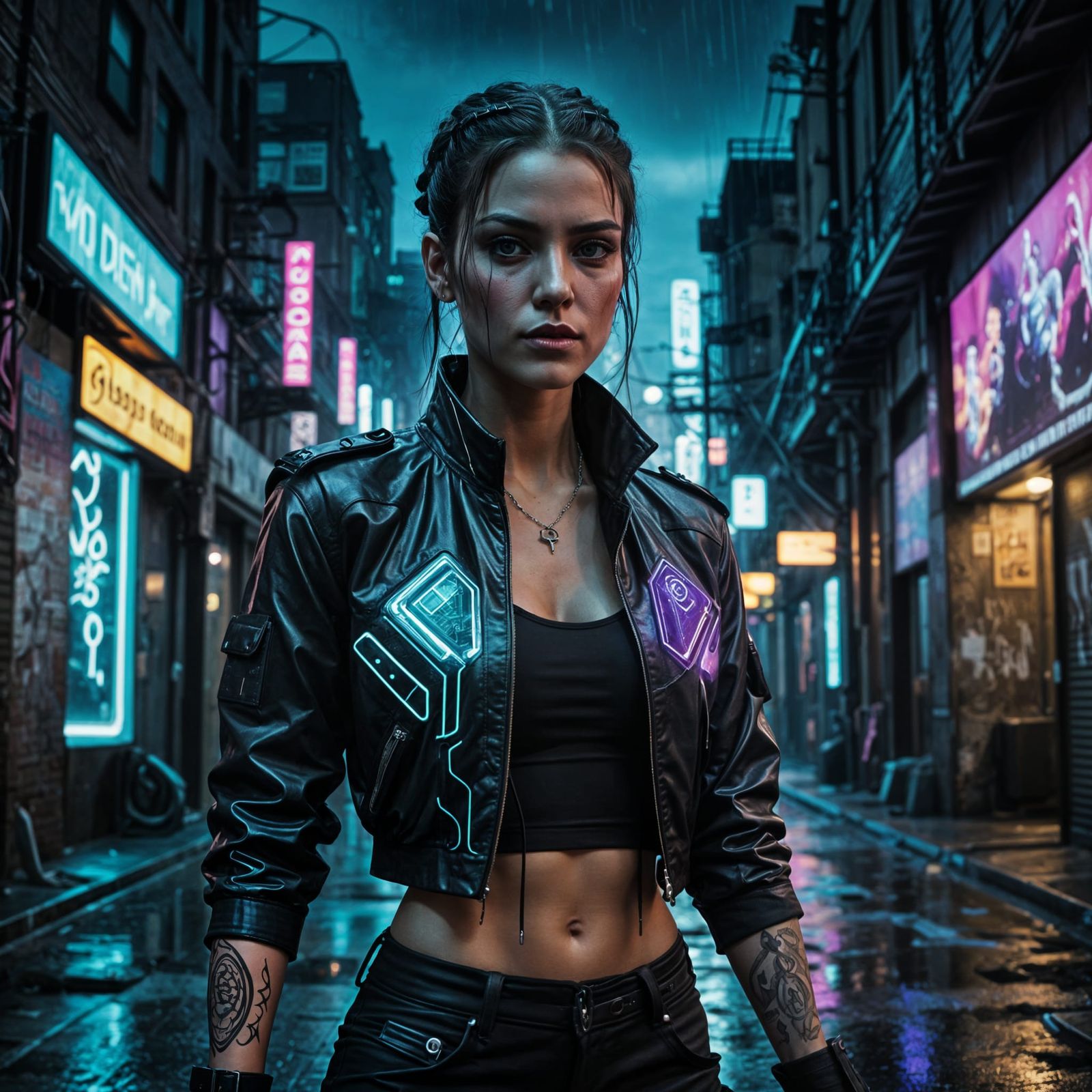 Cyberpunk Goddess in Neon Splendor