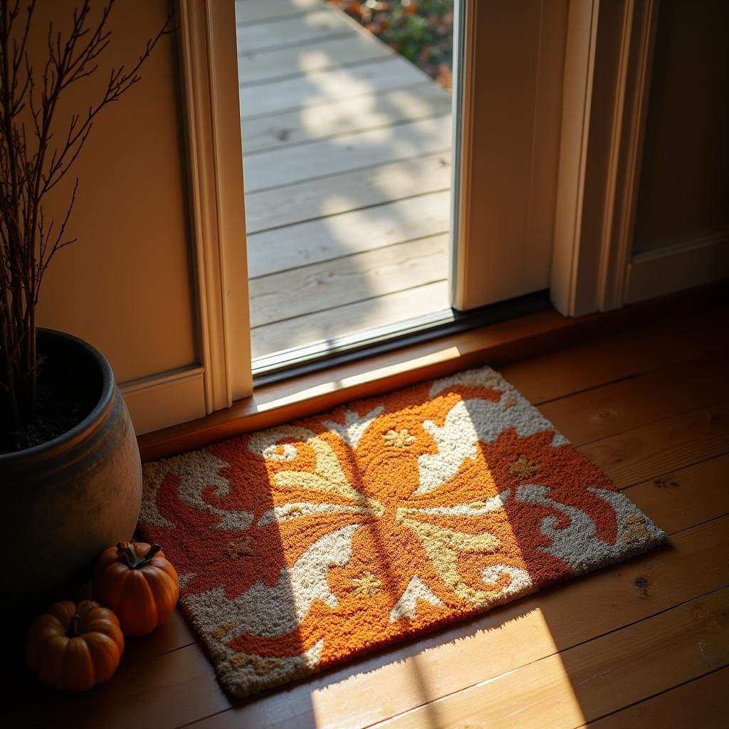 Cozy Autumn Home Entryway with Warm Lighting
