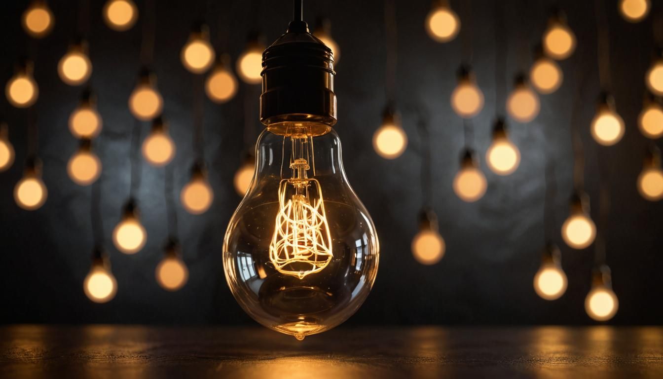 Glowing Lightbulb in Dark Room: Softbox Photography