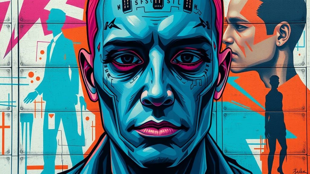 Pop Art Portrait of Electronic Man