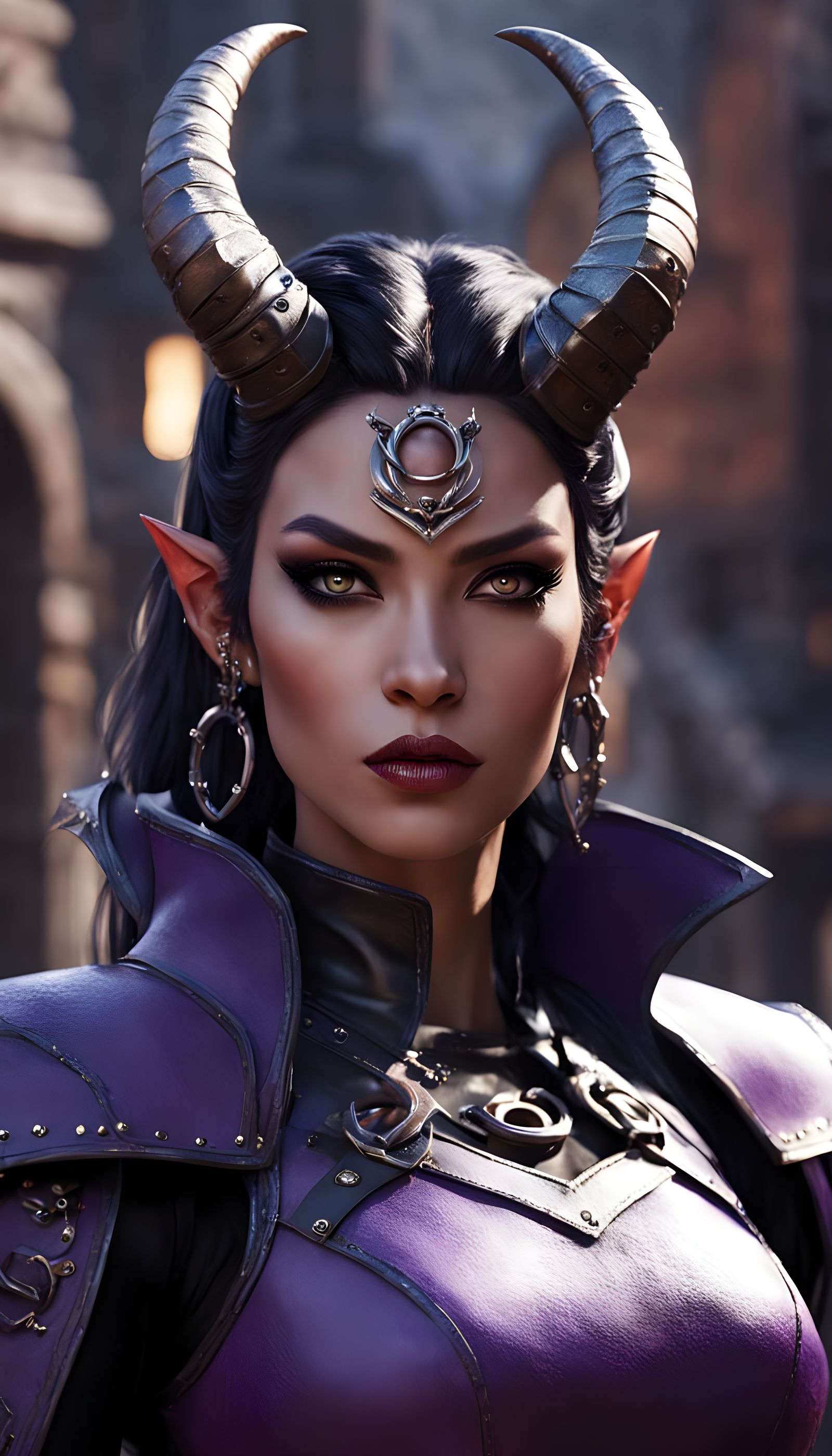 Hyper Realistic Portrait of a Mysterious Tiefling Thief