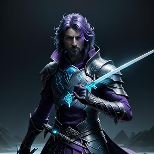 Bioluminescent Sword on Alien Crystals: 3D Art