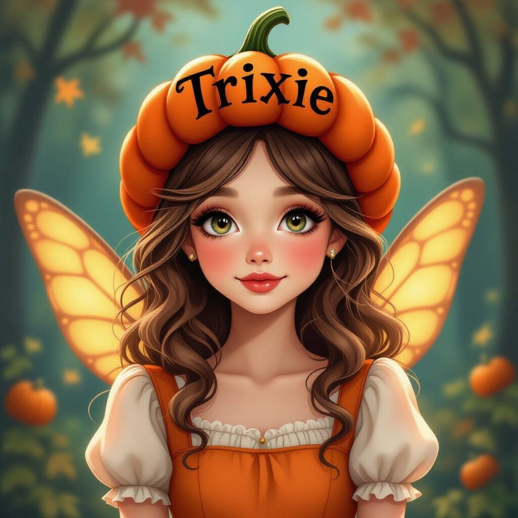 Whimsical Halloween Fairy Trixie in Storybook Style