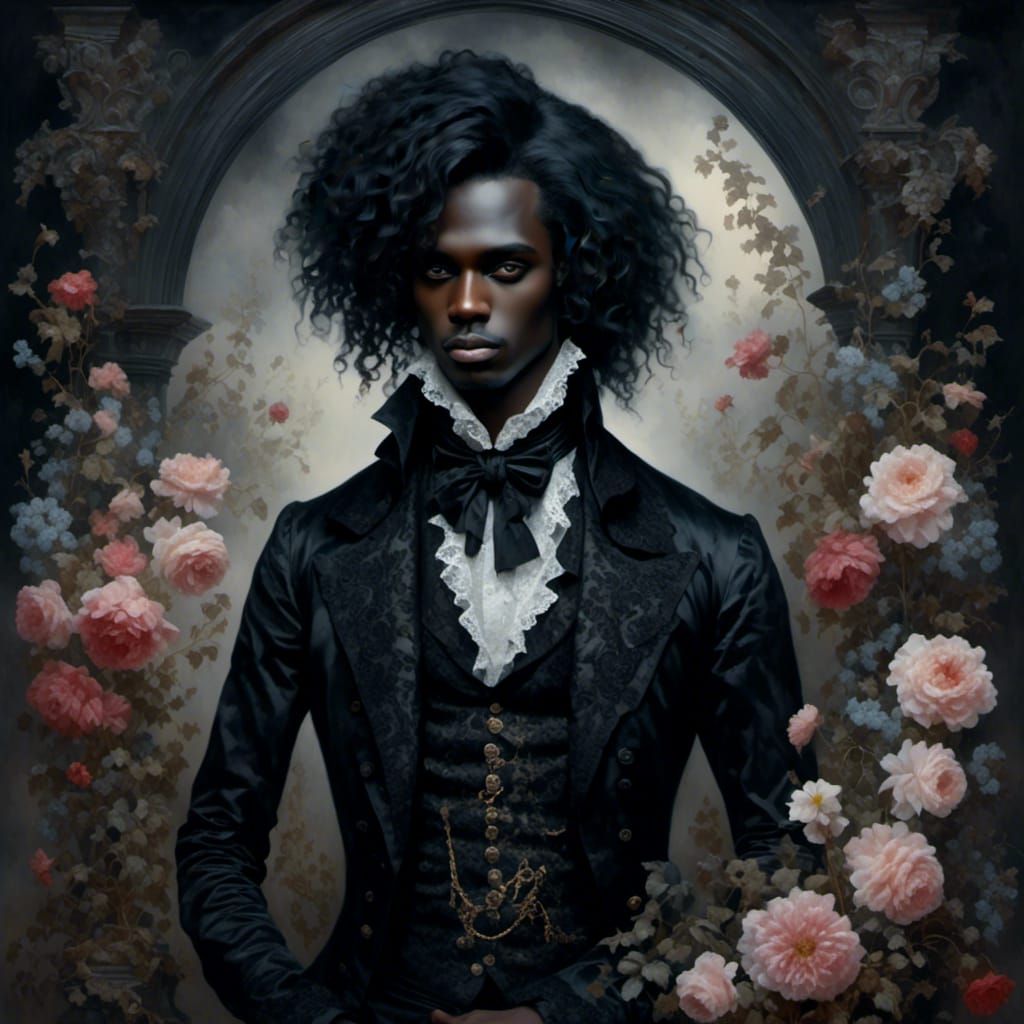 Gothic Victorian Man in Dark Romantic Oil Painting